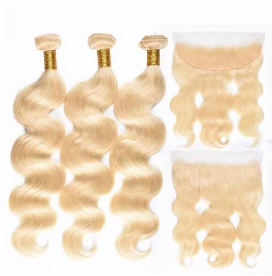 613 Brazilian Blonde Bundles with Frontal or Closure